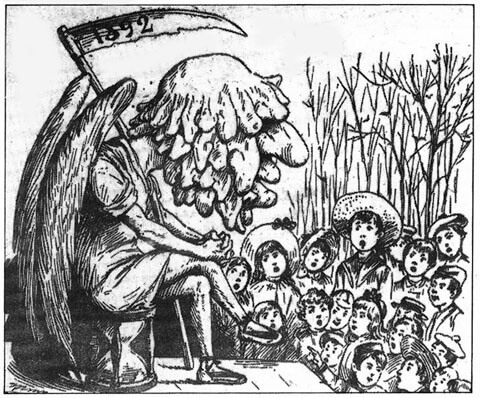 Caricatura del home dels nassos publicada en 1891 en L'Esquella de la Torratxa, un seminario satírico, de ideología republicana y anticlerical.