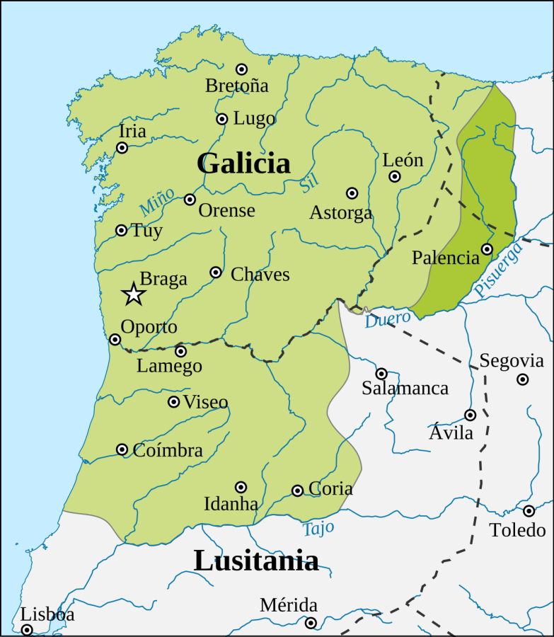 Mapa del reino suevo de Gallaecia 