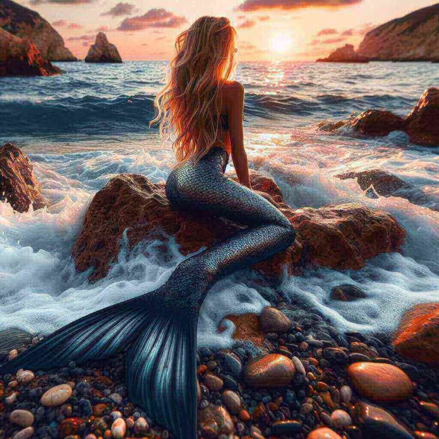 La sirena de Lobeira, madre de los Mariños. Imagen generada por IA.