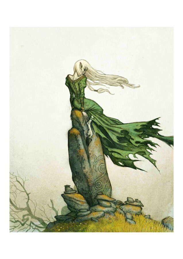 Bella imagen de la glaistrig de la mitología celta.