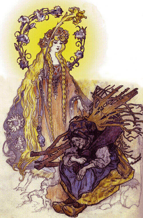 Las anjanas pueden transformarse en ancianas, como refleja este dibujo.