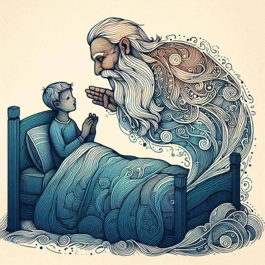 Imagen de Pedro Chosco susurrándole a un niño. 