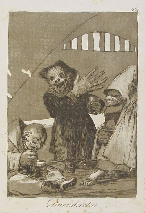 Los martinicos aparecen en obras y grabados antiguos, como este grabado "Duendecillos" de los Caprichos de Francisco de Goya.