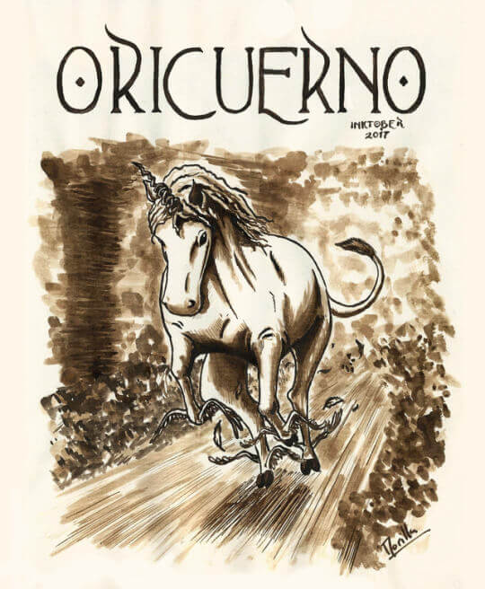 Oricuerno. Imagen creada para el Inktober por Itnasmorilla.