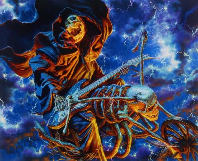 La muerte cabalga el cielo de los relámpagos de Jon Sullivan.